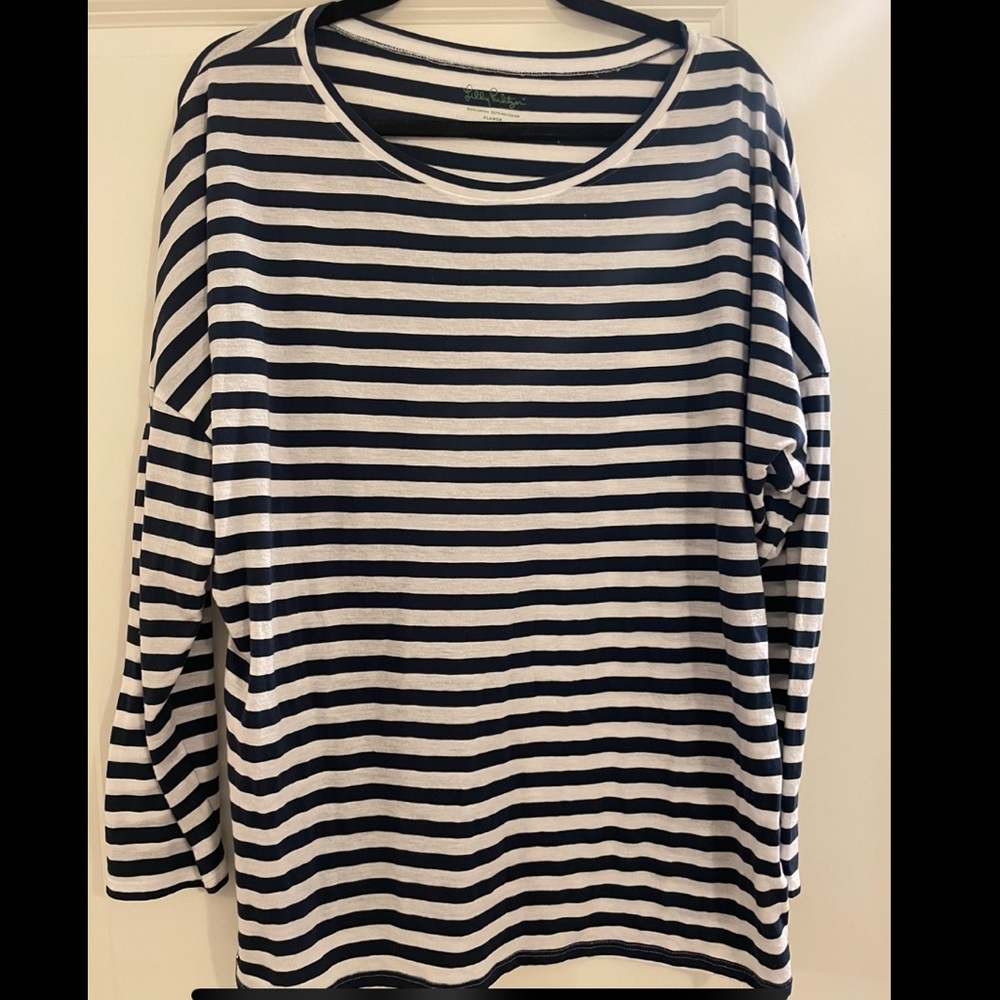 Lilly Pulitzer Navy/White striped Tina top